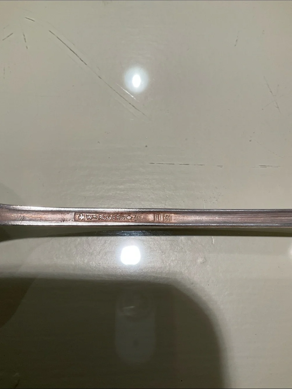 Set of 8, unpolished, antique sterling silvteaspoons.  WMRogers.  Fine condition